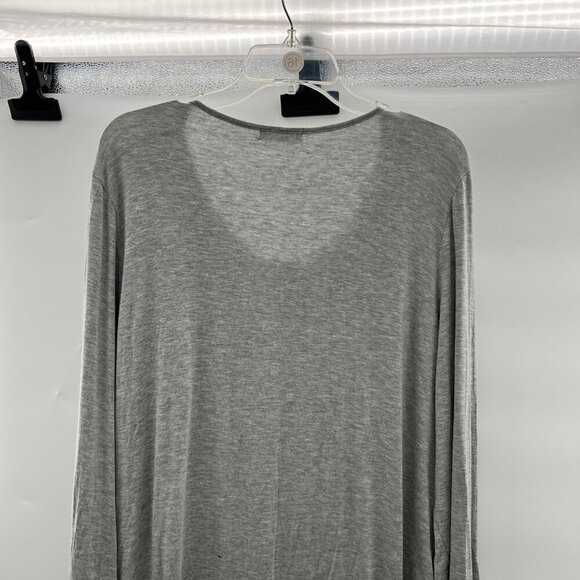 Ekouaer Women's Button Up Scoop Neck Sheer Top Long Sleeve Gray Size Large - Picture 6 of 9